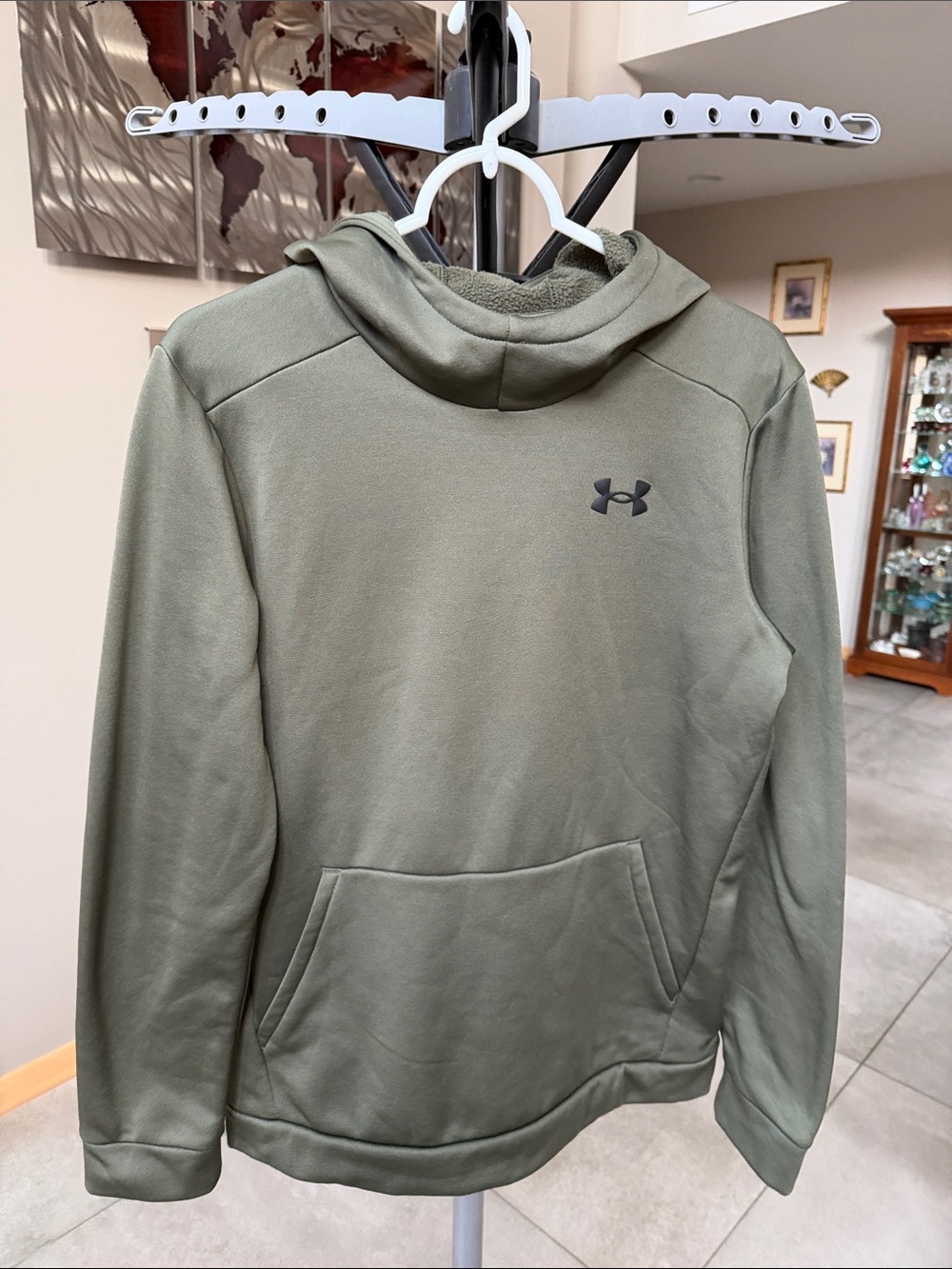 Under Armour Olive Green Hoodie with Fleece Lining Youth XL - Picture 1 of 6